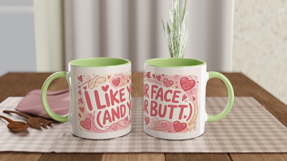 Funny Valentine Mug | I Like Your Face And Your Butt | Anniversary Gift for Boyfriend or Girlfriend | Cheeky Romantic Present — view 5