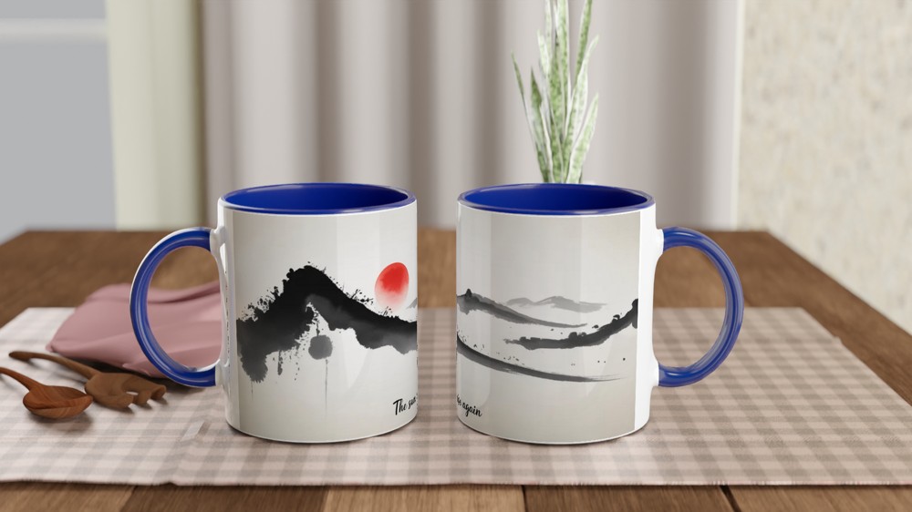 Sun Will Rise Again Mug | Positivity Gift | Minimalist Japanese Art Coffee Cup | Mental Health Encouragement Present for Best Friend — view 4