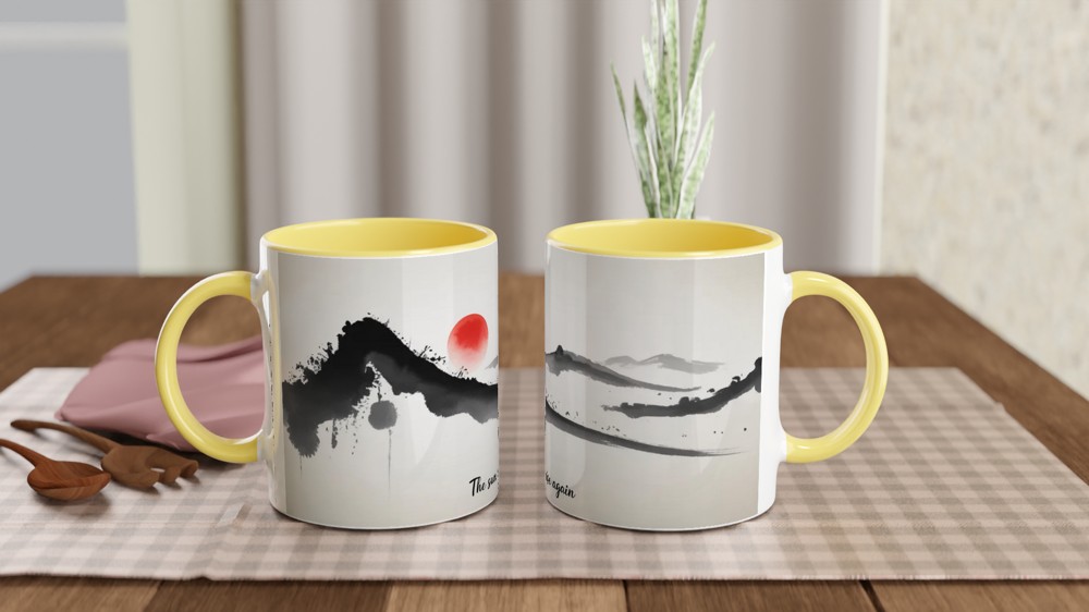Sun Will Rise Again Mug | Positivity Gift | Minimalist Japanese Art Coffee Cup | Mental Health Encouragement Present for Best Friend — view 8