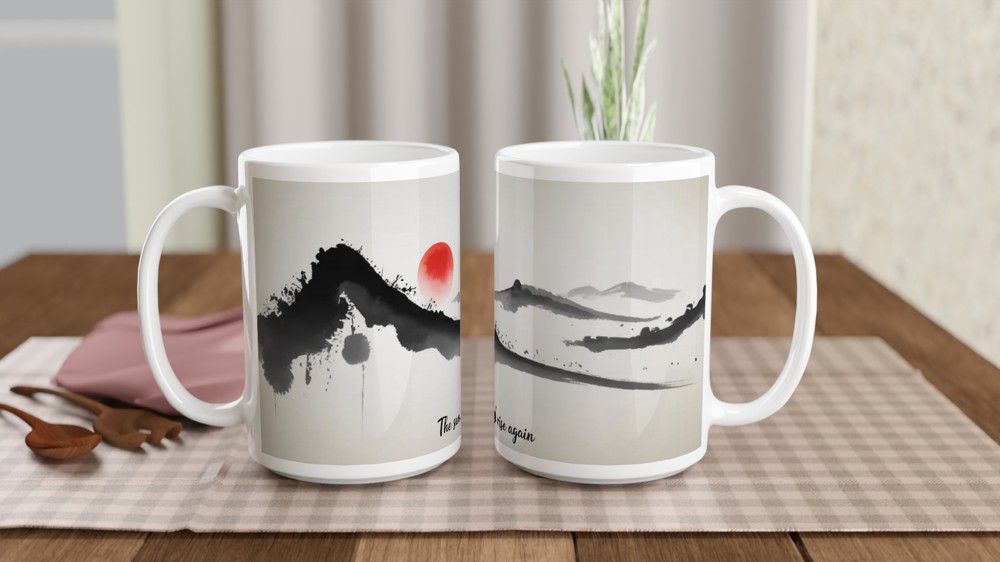 Sun Will Rise Again Mug | Positivity Gift | Minimalist Japanese Art Coffee Cup | Mental Health Encouragement Present for Best Friend — view 2