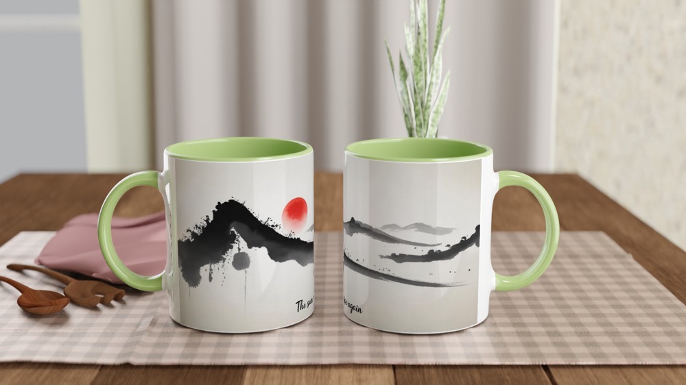 Sun Will Rise Again Mug | Positivity Gift | Minimalist Japanese Art Coffee Cup | Mental Health Encouragement Present for Best Friend — view 5