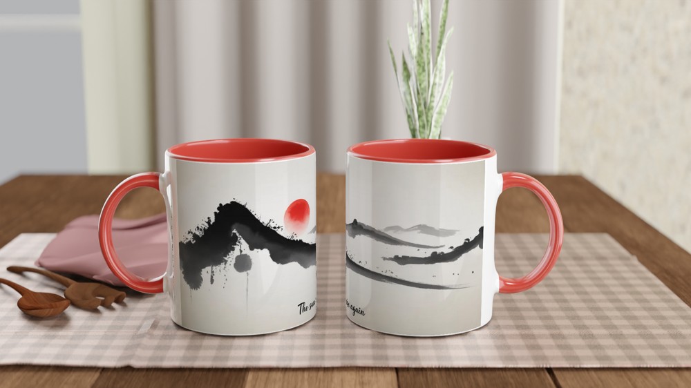 Sun Will Rise Again Mug | Positivity Gift | Minimalist Japanese Art Coffee Cup | Mental Health Encouragement Present for Best Friend — view 7