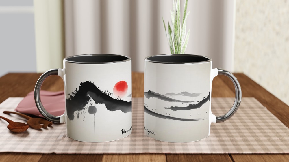 Sun Will Rise Again Mug | Positivity Gift | Minimalist Japanese Art Coffee Cup | Mental Health Encouragement Present for Best Friend — view 9