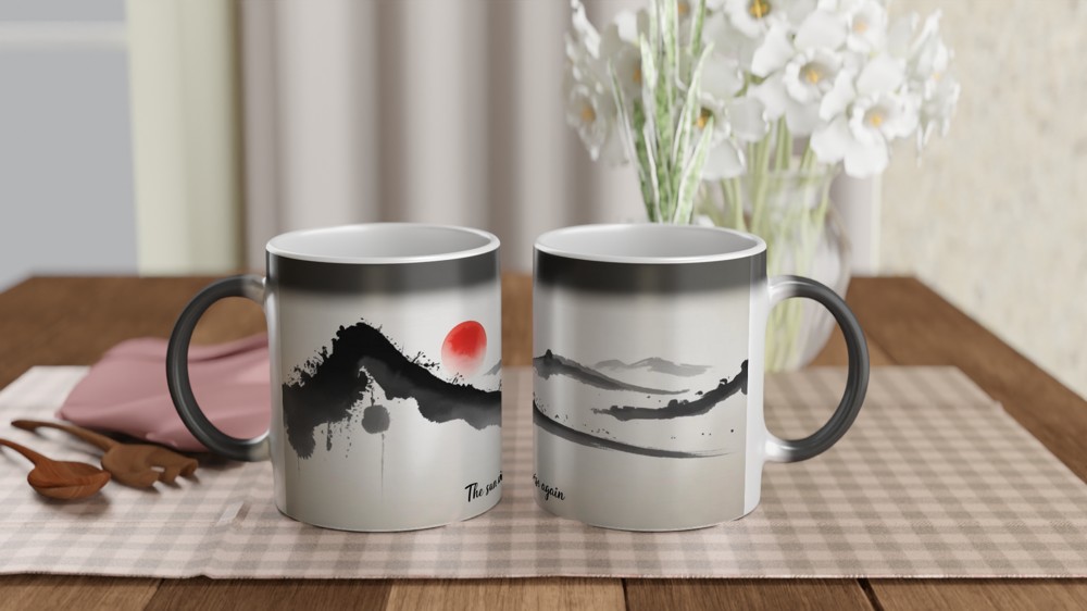 Sun Will Rise Again Mug | Positivity Gift | Minimalist Japanese Art Coffee Cup | Mental Health Encouragement Present for Best Friend — view 3