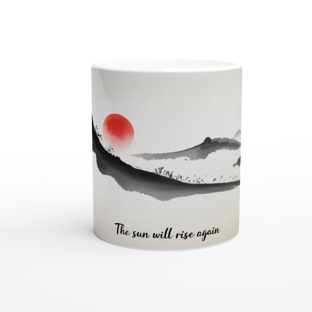 Sun Will Rise Again Mug | Positivity Gift | Minimalist Japanese Art Coffee Cup | Mental Health Encouragement Present for Best Friend — view 11