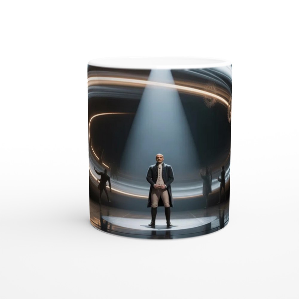 Colonial Era Figure on Stage with Swirling Light and Gears — view 11