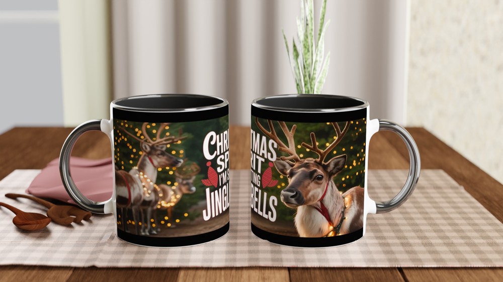 Christmas Spirit I'm Shitting Jingle Bells Funny Reindeer Mug — view 9
