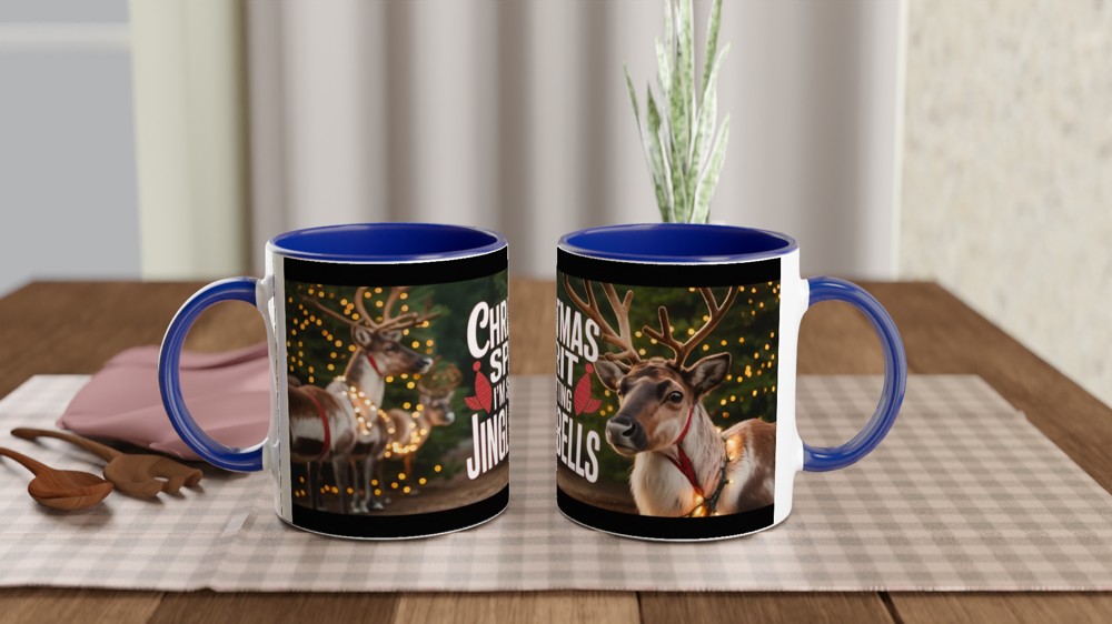 Christmas Spirit I'm Shitting Jingle Bells Funny Reindeer Mug — view 4