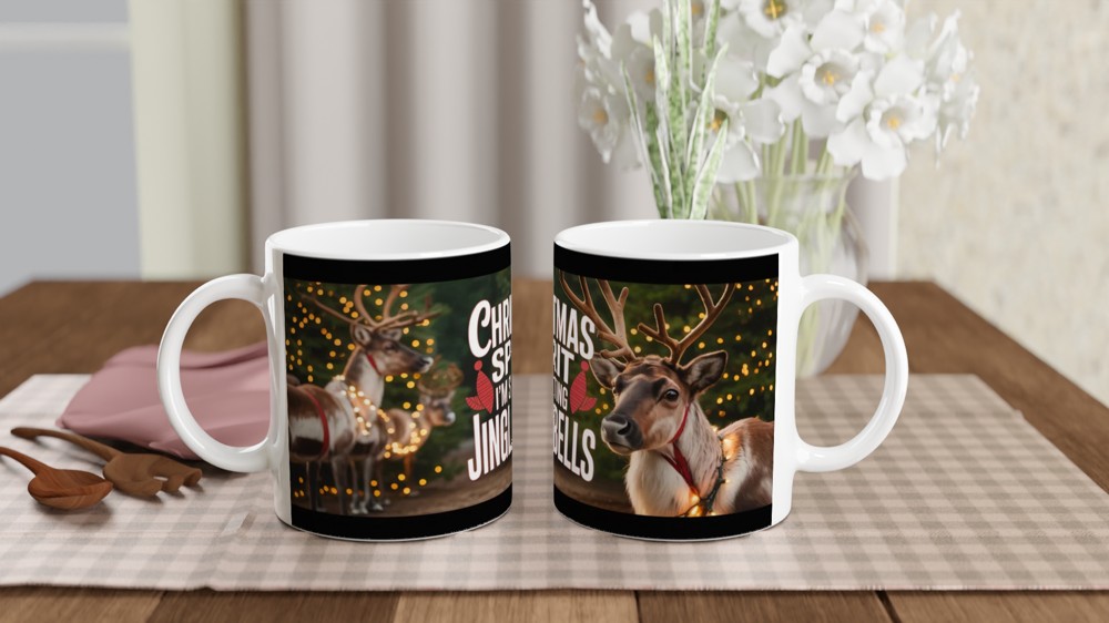 Christmas Spirit I'm Shitting Jingle Bells Funny Reindeer Mug