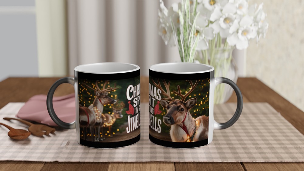 Christmas Spirit I'm Shitting Jingle Bells Funny Reindeer Mug — view 3