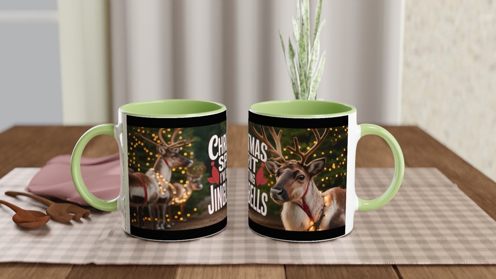 Christmas Spirit I'm Shitting Jingle Bells Funny Reindeer Mug — view 5