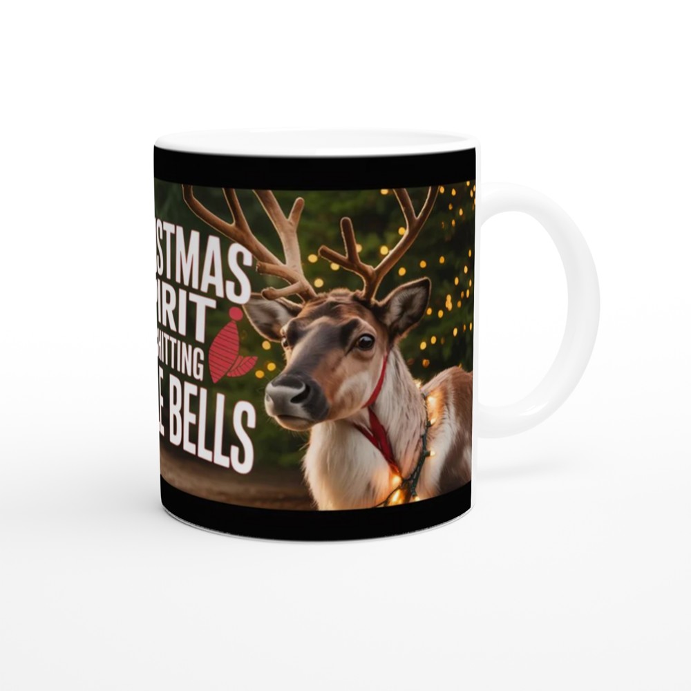 Christmas Spirit I'm Shitting Jingle Bells Funny Reindeer Mug — view 12