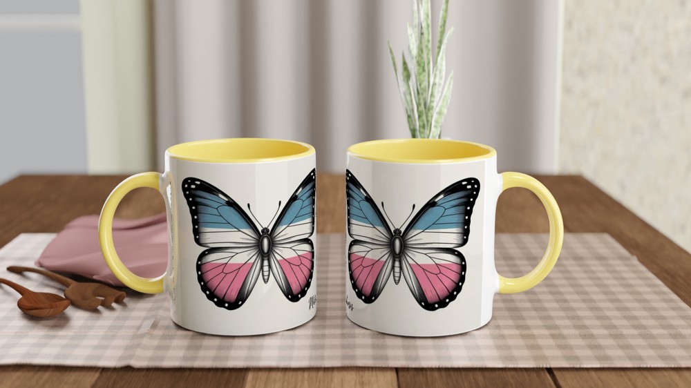 Trans Pride Mug | Metamorphosis Butterfly Gift | Vintage LGBTQ+ Pride Present | Transgender Pride Mug for Friends — view 8