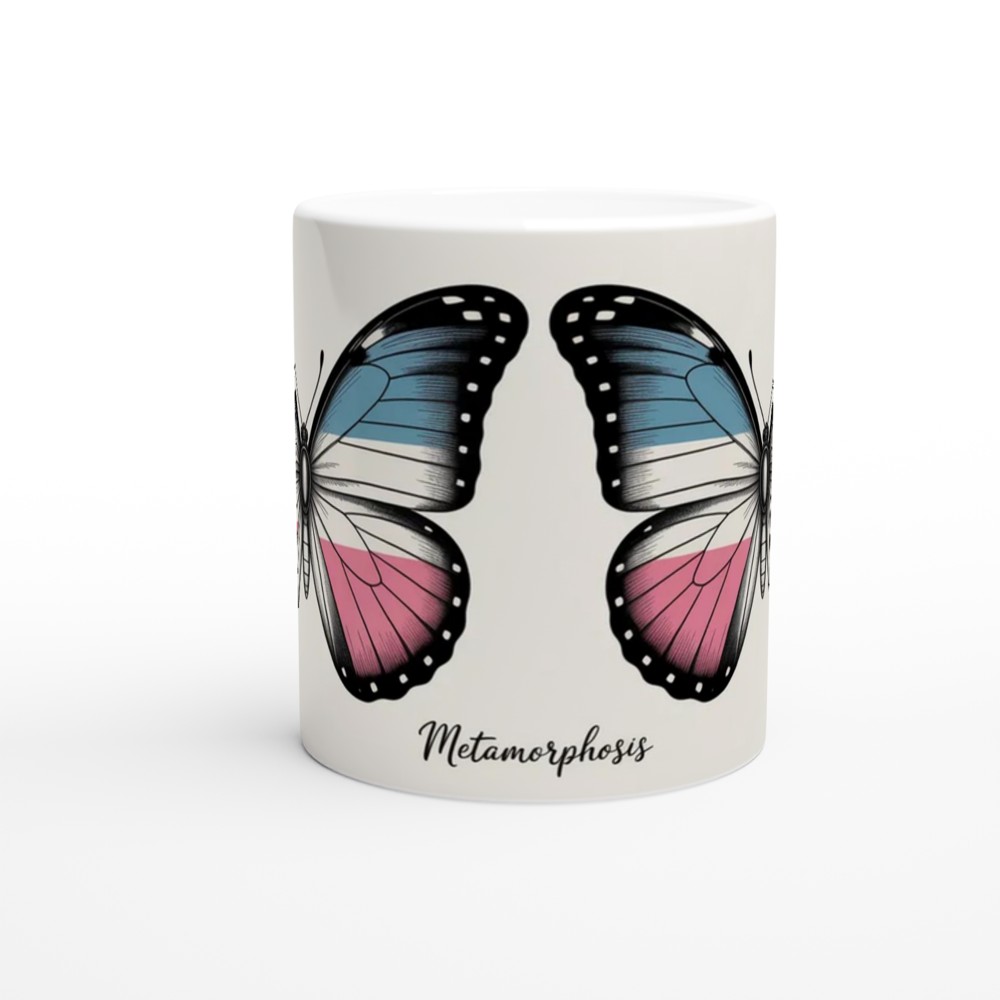 Trans Pride Mug | Metamorphosis Butterfly Gift | Vintage LGBTQ+ Pride Present | Transgender Pride Mug for Friends — view 11