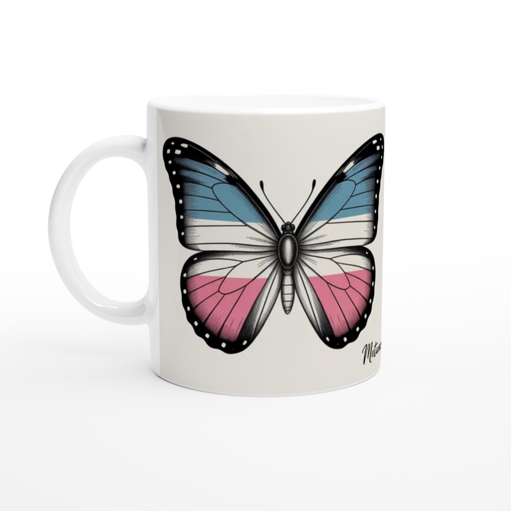 Trans Pride Mug | Metamorphosis Butterfly Gift | Vintage LGBTQ+ Pride Present | Transgender Pride Mug for Friends — view 10