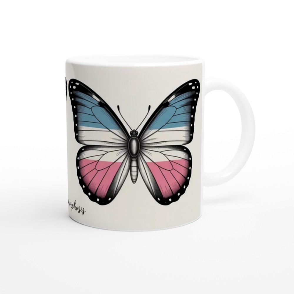 Trans Pride Mug | Metamorphosis Butterfly Gift | Vintage LGBTQ+ Pride Present | Transgender Pride Mug for Friends — view 12