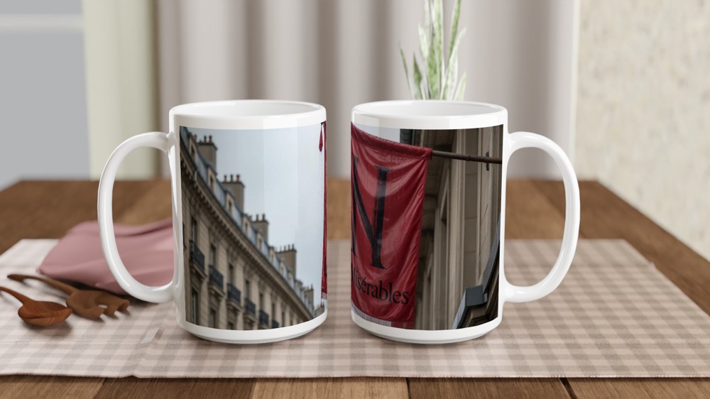 Les Miserables Mug | Red Flag Balcony Design | Musical Theatre Gift | West End Theatre Lover Present — view 2