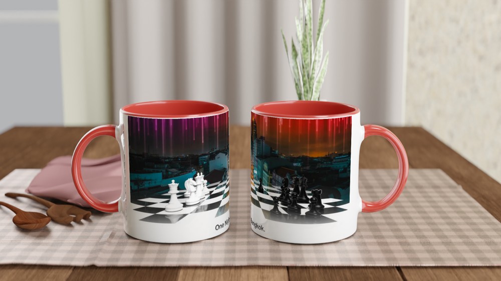 One Night in Bangkok Mug | Chess Musical Theatre Gift | Neon Skyline Coffee Cup for Theatre Lovers | Birthday Present for Him or Her — view 7