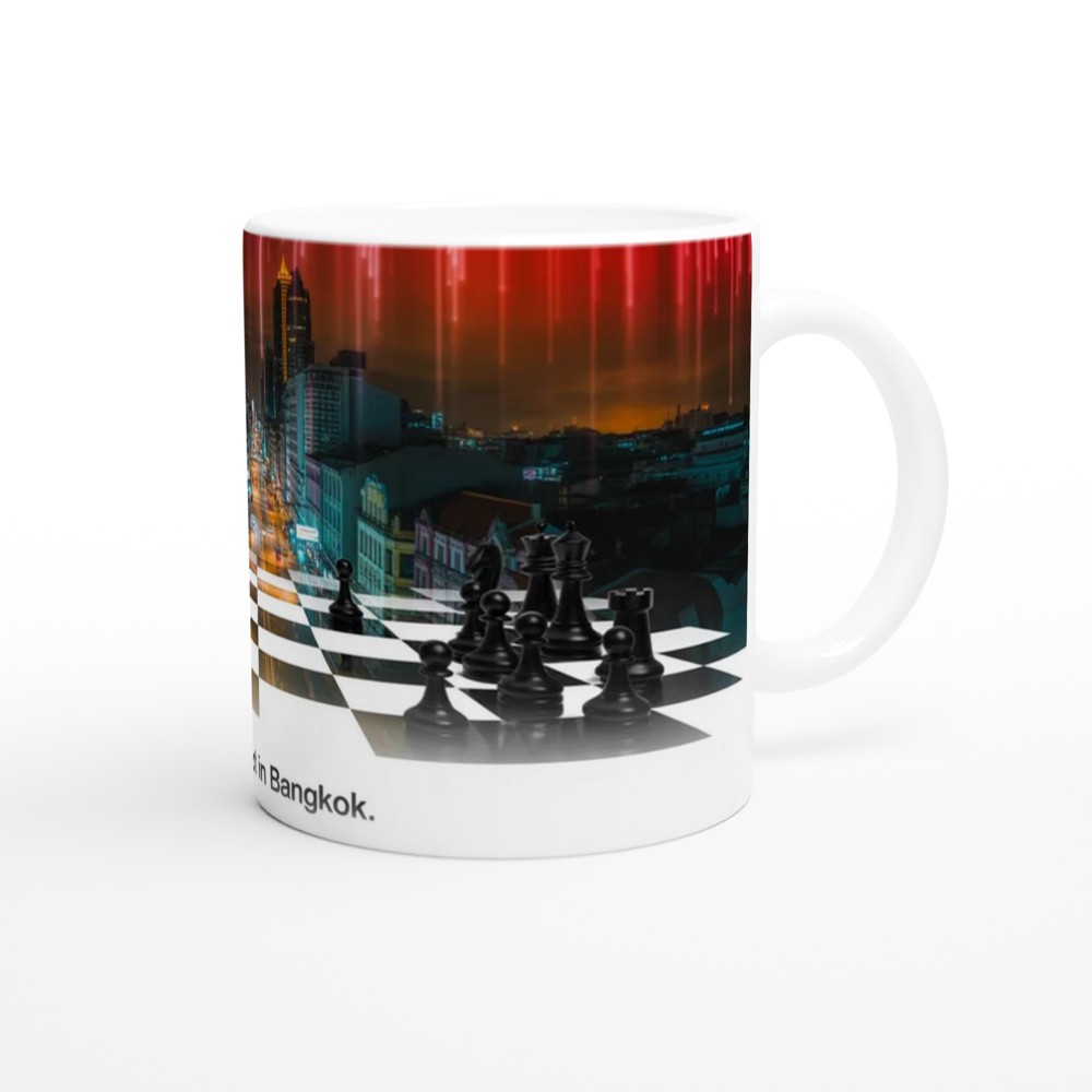 One Night in Bangkok Mug | Chess Musical Theatre Gift | Neon Skyline Coffee Cup for Theatre Lovers | Birthday Present for Him or Her — view 12