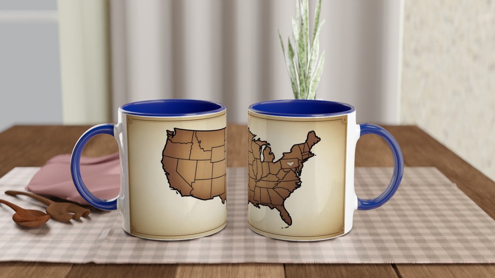 Vintage USA Map with Heart - Sepia Tone American Map Mug — view 4