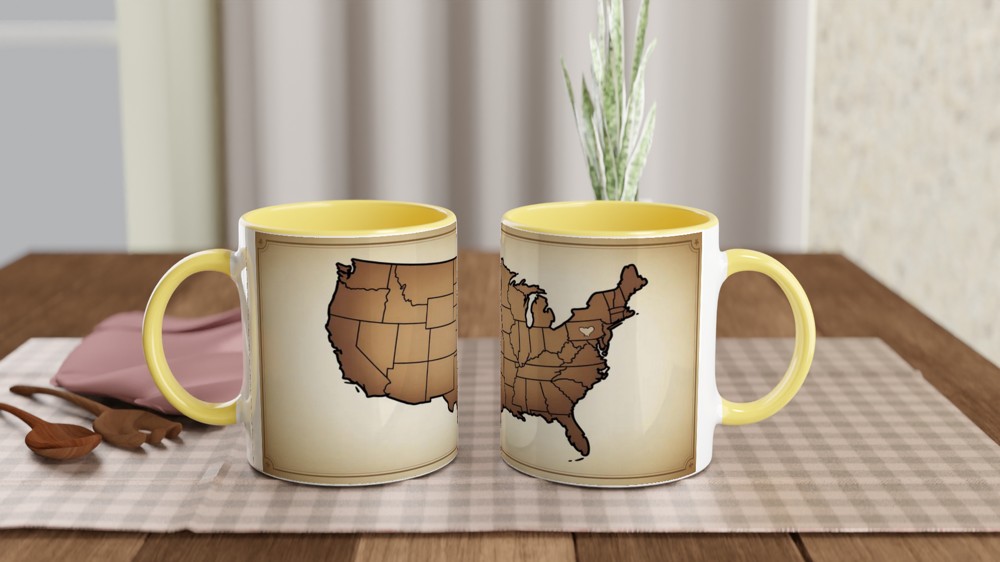 Vintage USA Map with Heart - Sepia Tone American Map Mug — view 8