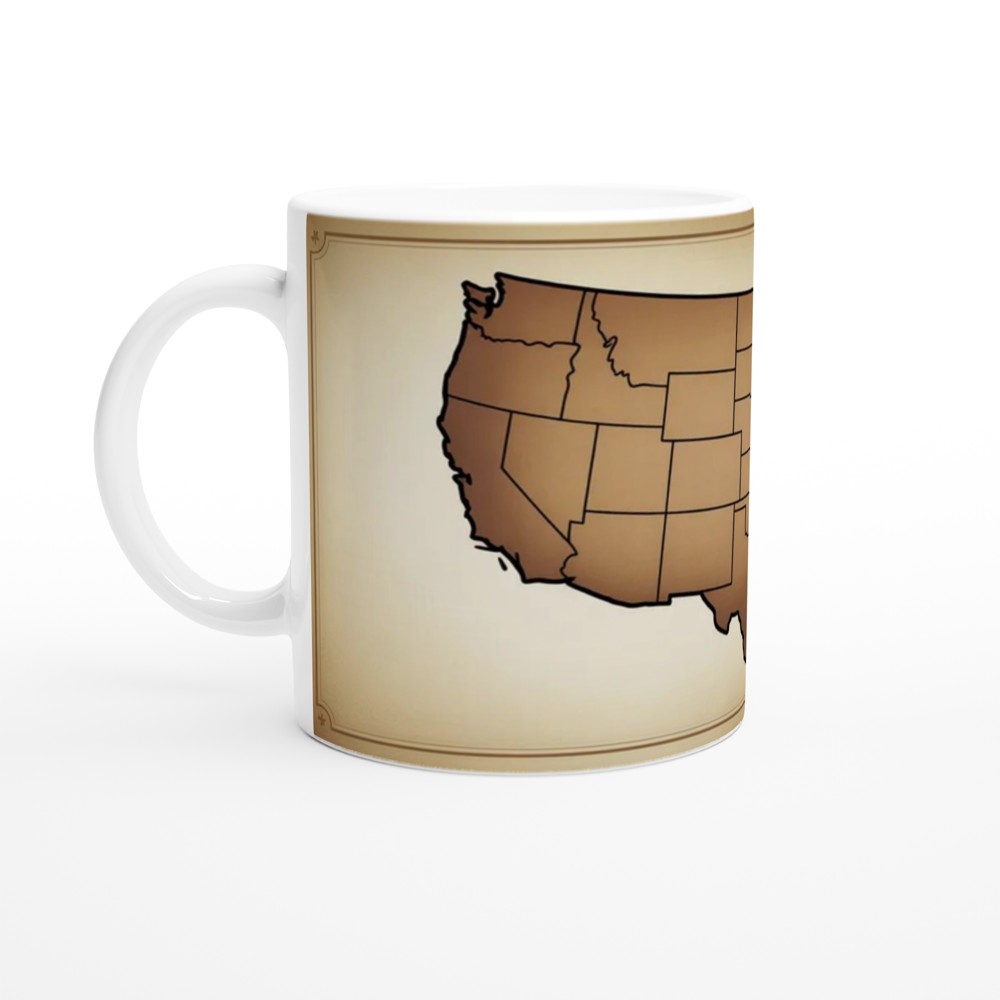 Vintage USA Map with Heart - Sepia Tone American Map Mug — view 10
