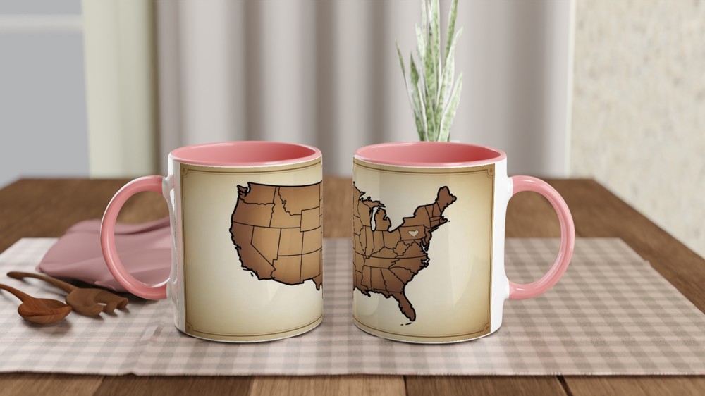 Vintage USA Map with Heart - Sepia Tone American Map Mug — view 6