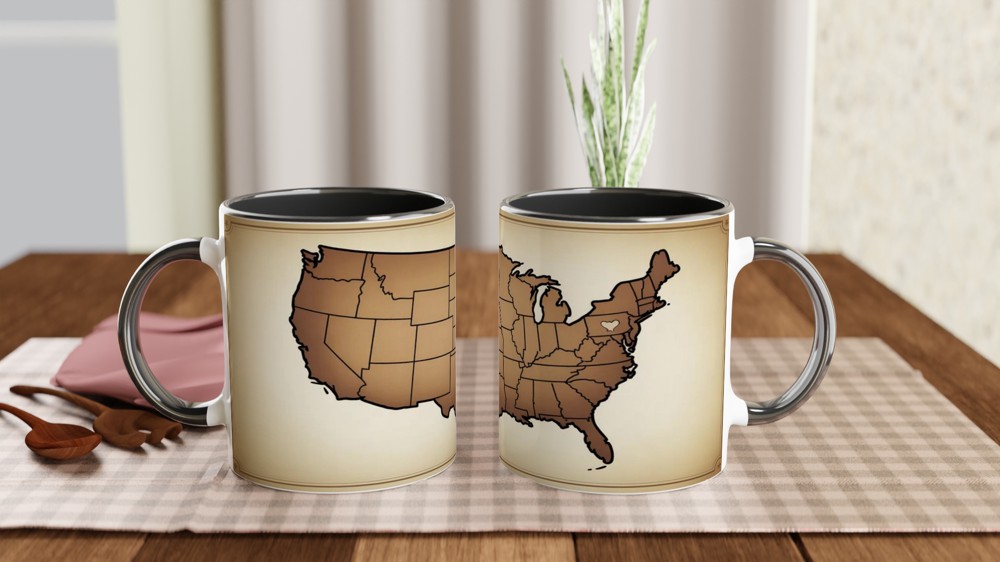 Vintage USA Map with Heart - Sepia Tone American Map Mug — view 9