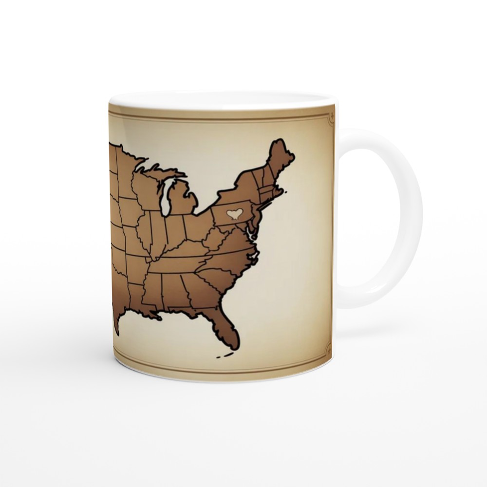 Vintage USA Map with Heart - Sepia Tone American Map Mug — view 12