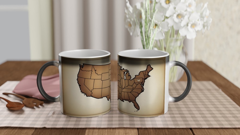 Vintage USA Map with Heart - Sepia Tone American Map Mug — view 3