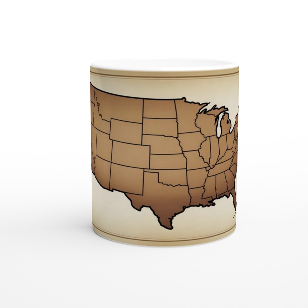 Vintage USA Map with Heart - Sepia Tone American Map Mug — view 11