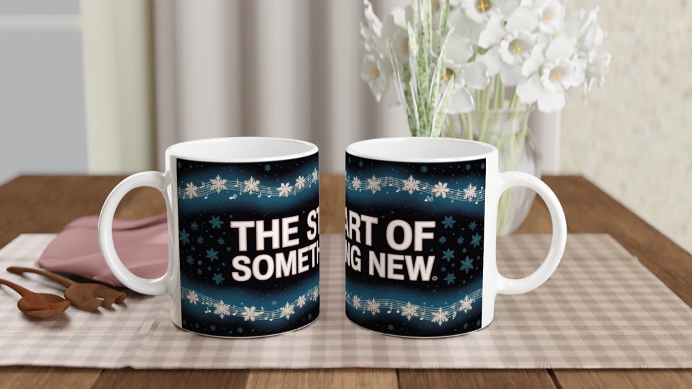 The Start of Something New Snowflake Music Mug