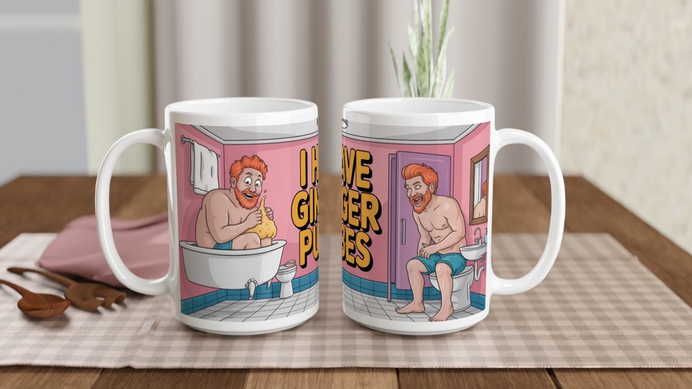 Ginger Pubes Mug | Funny Redhead Joke Gift | Rude Bathroom Humour Present | Novelty Mug for Him or Best Friend — view 2