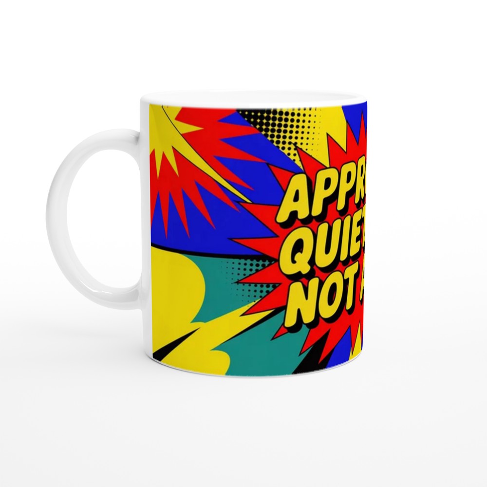 Introvert Gift Mug | Approach Quietly Or Not At All | Funny Office Colleague Present | Sassy Neon Pop Art Coffee Cup — view 10