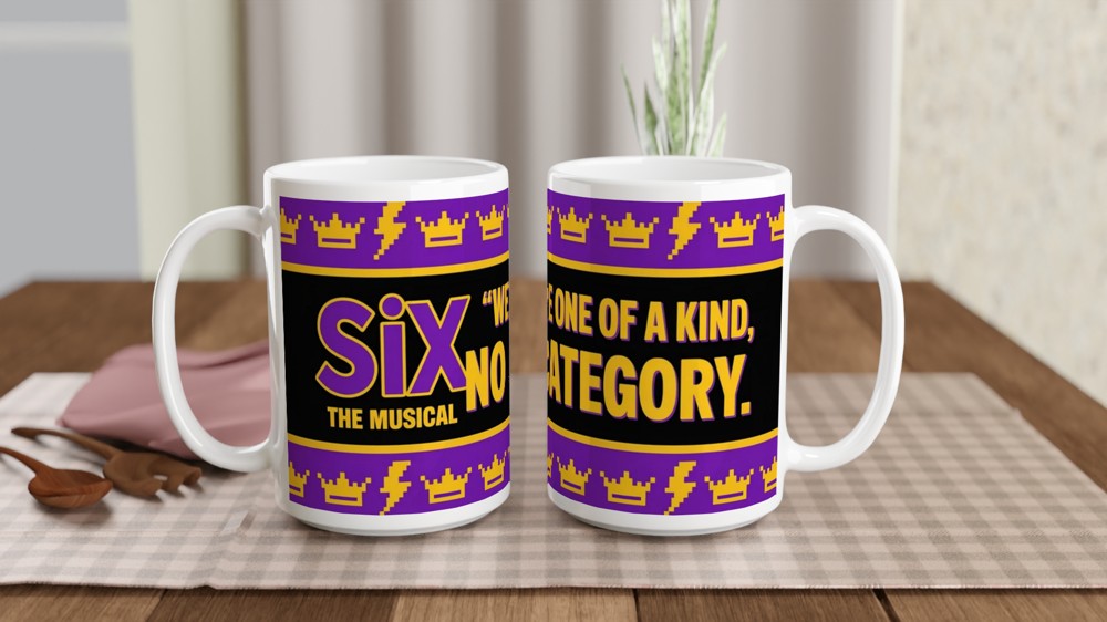 Six the Musical Mug | 'No Category' Quote | Theatre Lover Gift | Retro Pop Art Mug — view 2