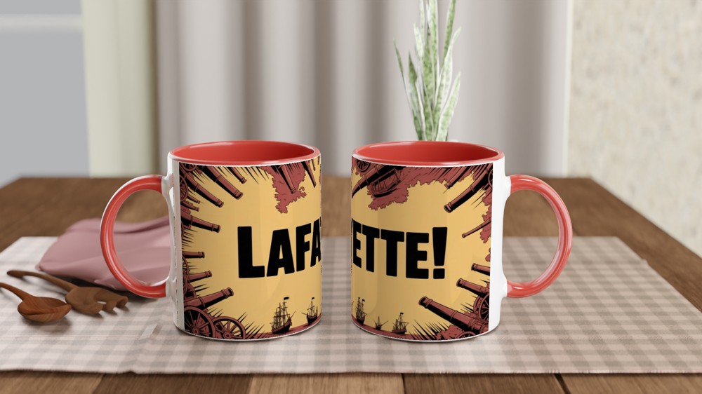 Lafayette! Revolutionary War Cannon and Ships Mug — view 7
