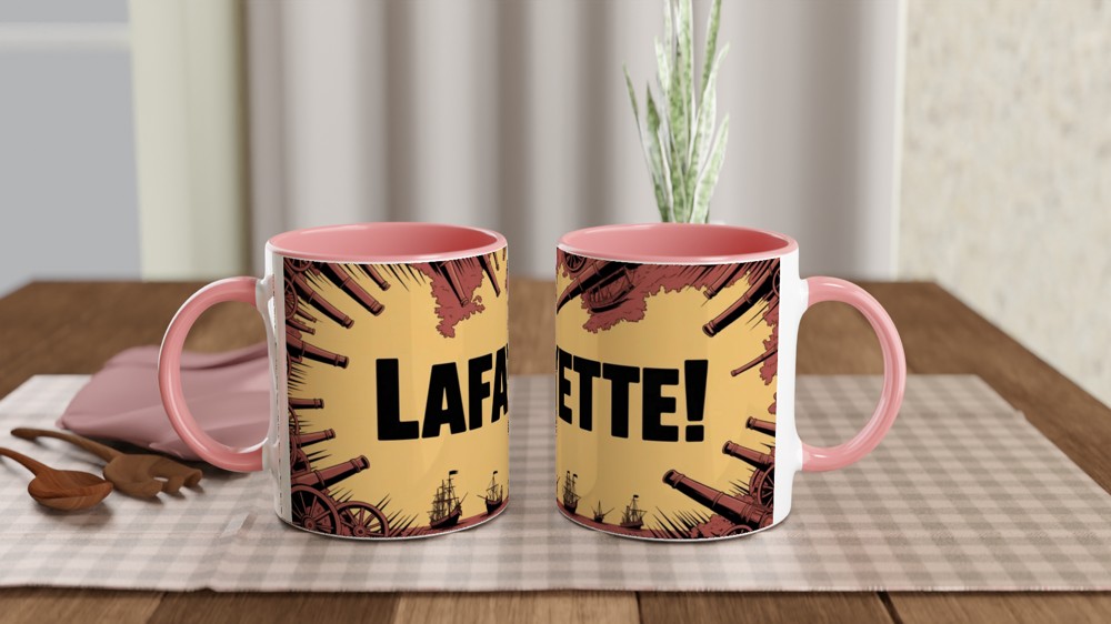 Lafayette! Revolutionary War Cannon and Ships Mug — view 6