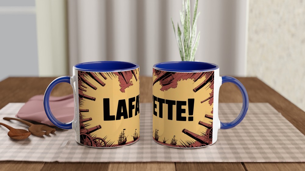 Lafayette! Revolutionary War Cannon and Ships Mug — view 4