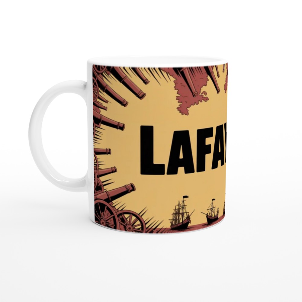 Lafayette! Revolutionary War Cannon and Ships Mug — view 10