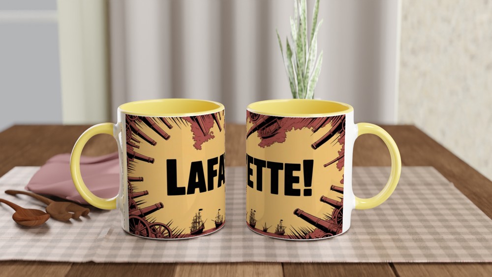 Lafayette! Revolutionary War Cannon and Ships Mug — view 8