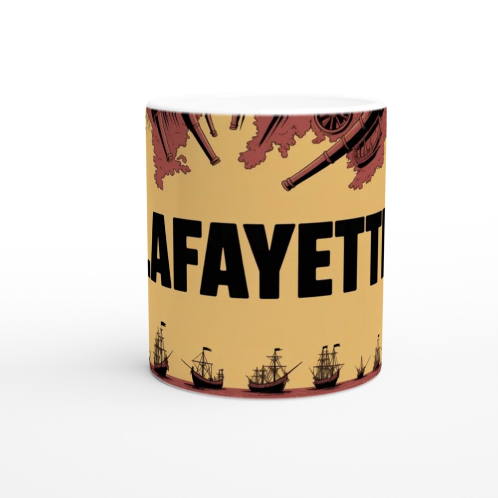 Lafayette! Revolutionary War Cannon and Ships Mug — view 11
