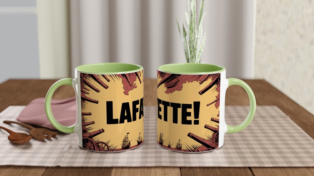 Lafayette! Revolutionary War Cannon and Ships Mug — view 5