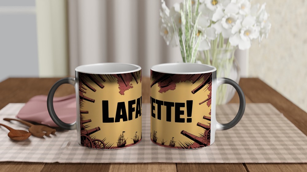 Lafayette! Revolutionary War Cannon and Ships Mug — view 3
