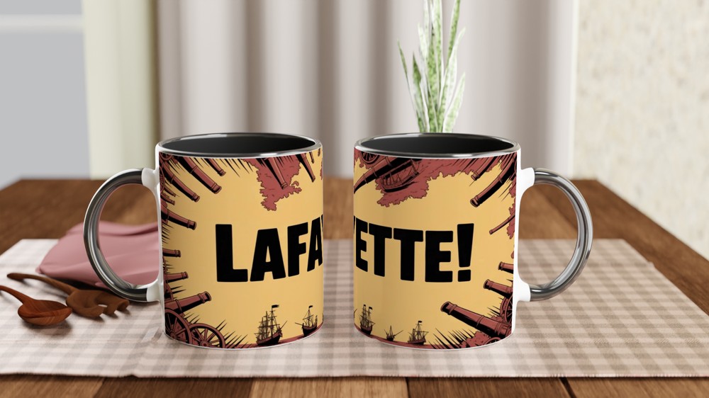 Lafayette! Revolutionary War Cannon and Ships Mug — view 9