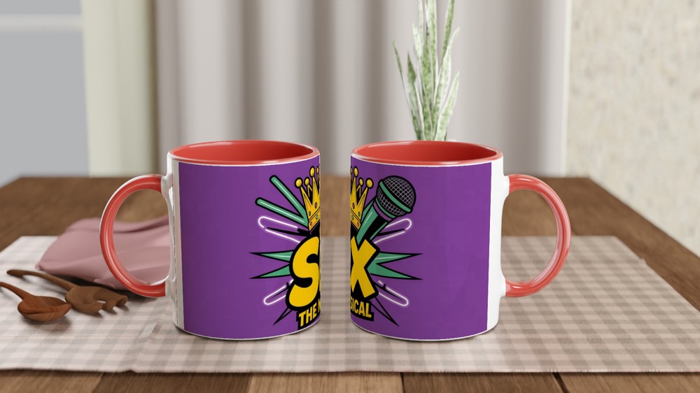 Six the Musical Mug | Tudor Crown and Microphone Design | Musical Theatre Gift | Theatre Lover Present for Her — view 7