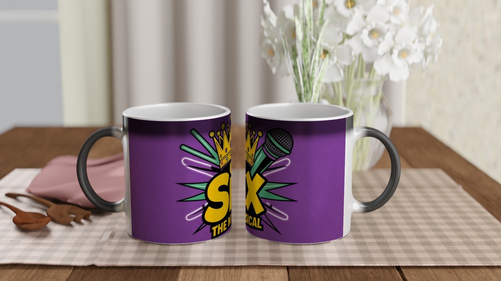 Six the Musical Mug | Tudor Crown and Microphone Design | Musical Theatre Gift | Theatre Lover Present for Her — view 3