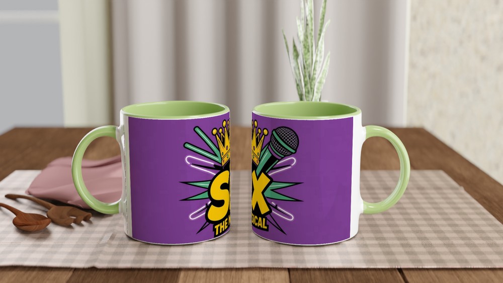 Six the Musical Mug | Tudor Crown and Microphone Design | Musical Theatre Gift | Theatre Lover Present for Her — view 5