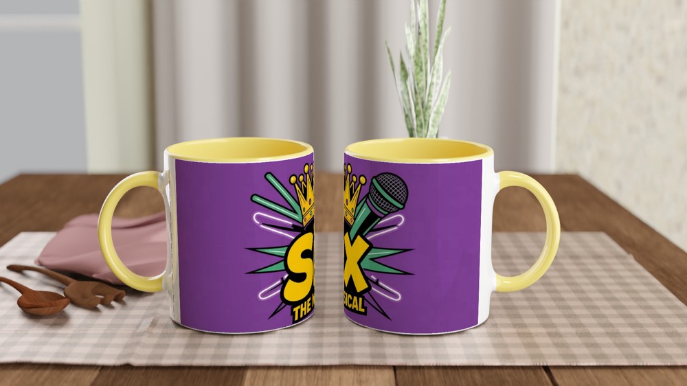 Six the Musical Mug | Tudor Crown and Microphone Design | Musical Theatre Gift | Theatre Lover Present for Her — view 8
