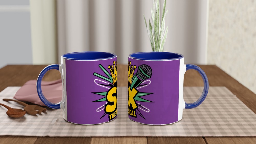 Six the Musical Mug | Tudor Crown and Microphone Design | Musical Theatre Gift | Theatre Lover Present for Her — view 4