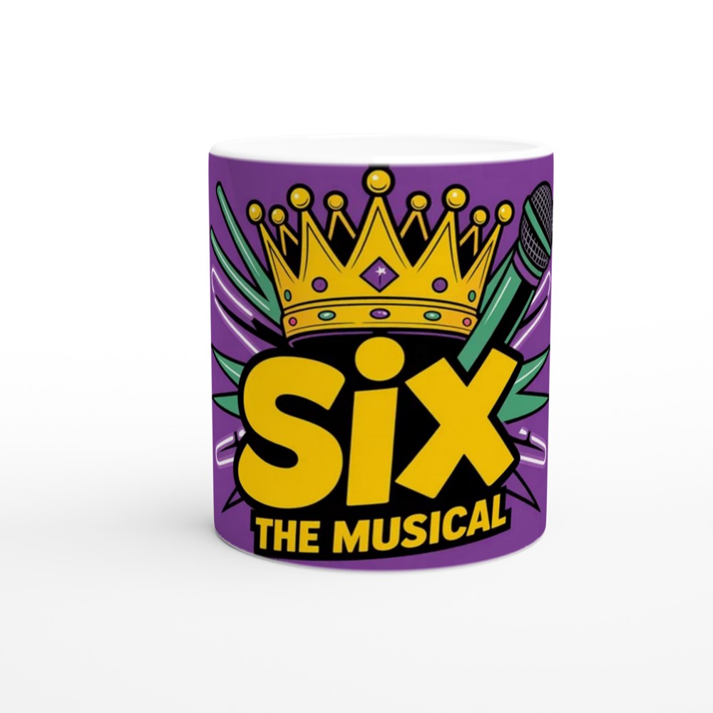 Six the Musical Mug | Tudor Crown and Microphone Design | Musical Theatre Gift | Theatre Lover Present for Her — view 11